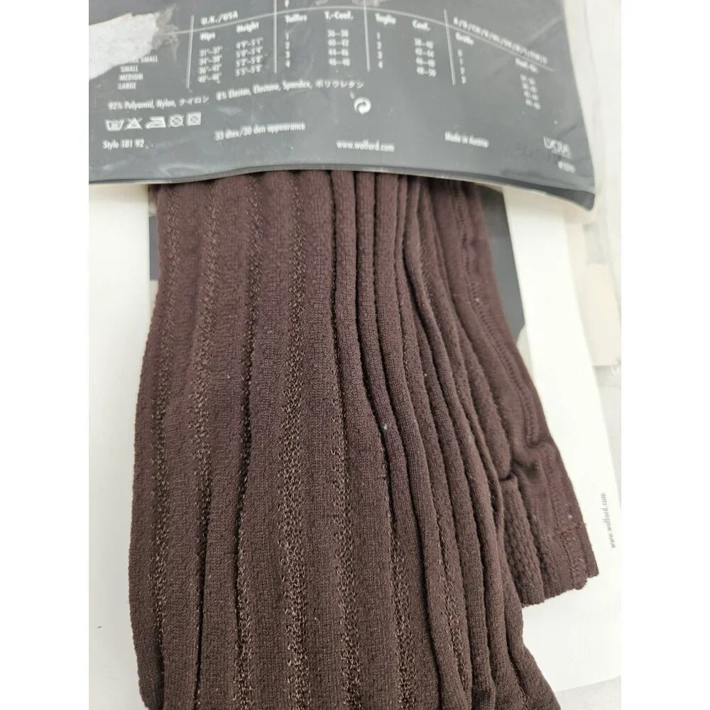New Wolford Norfolk Tights Womens M Macaron Brown Striped